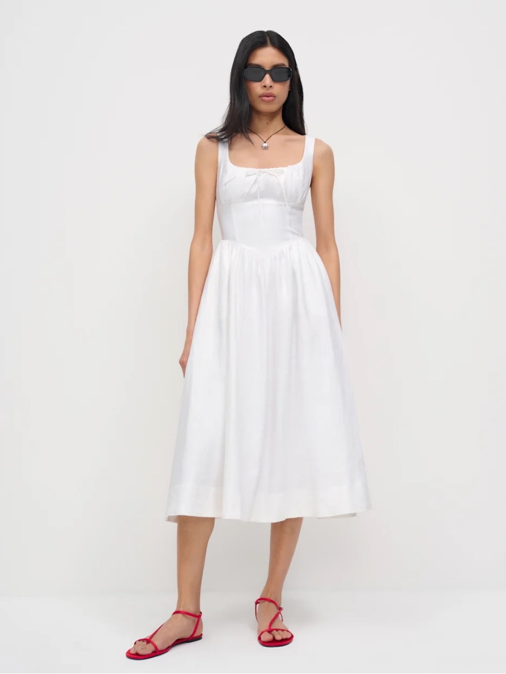 Reformation Baila Linen Midi Dress